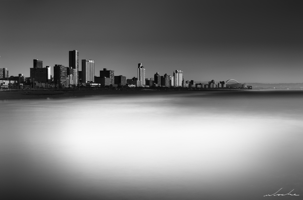 Durban Skyline, black and white