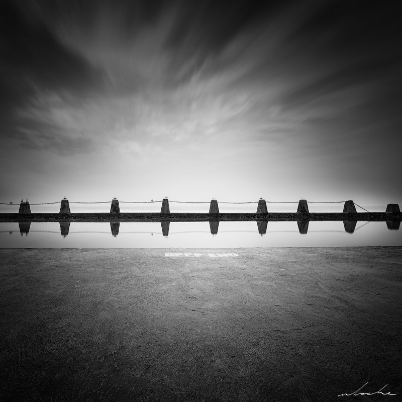 Brighton beach tidal pool, black and white