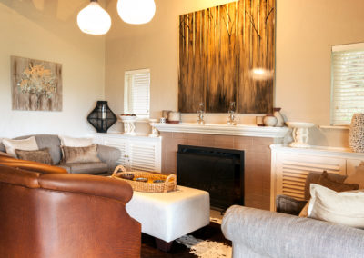Fireplace area at a holiday resort